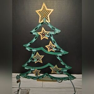 Christmas Holiday Impact Plastics Lighted Christmas Tree Gold Stars Decor 18"in